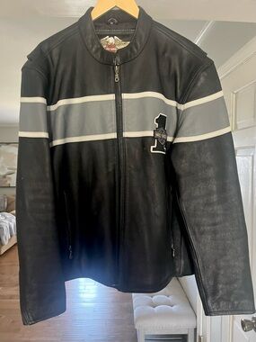 Harley-Davidson Black Jacket with Yellow and White Eagle Emblem
